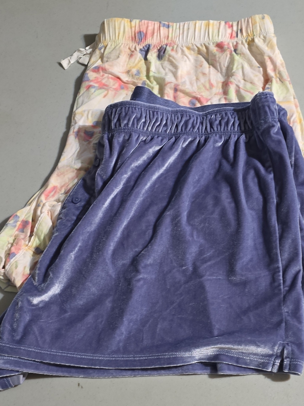 Victoria's Secret Pink Velvet Lounge Shorts- Floral-Lavender Lot Of 2